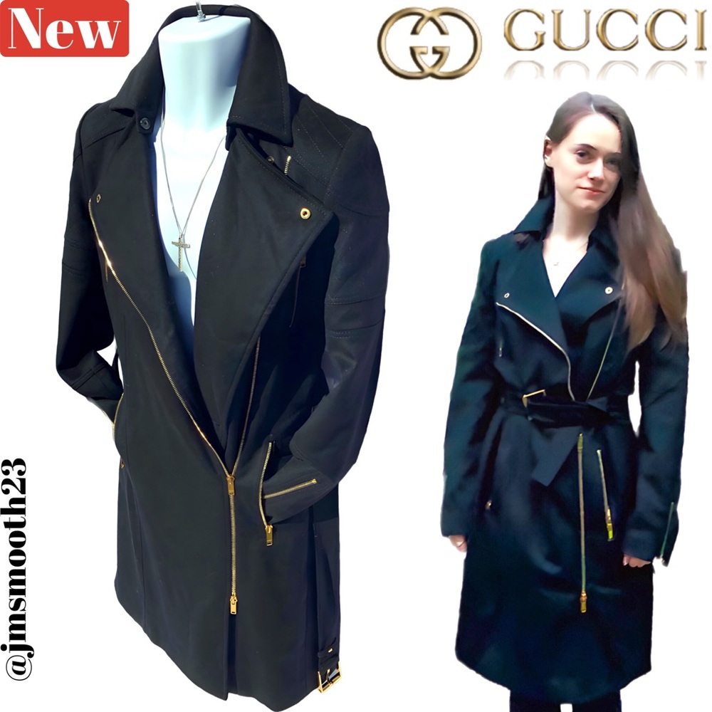 🆕 GUCCI CASHMERE/WOOL UNISEX COAT Black and gold